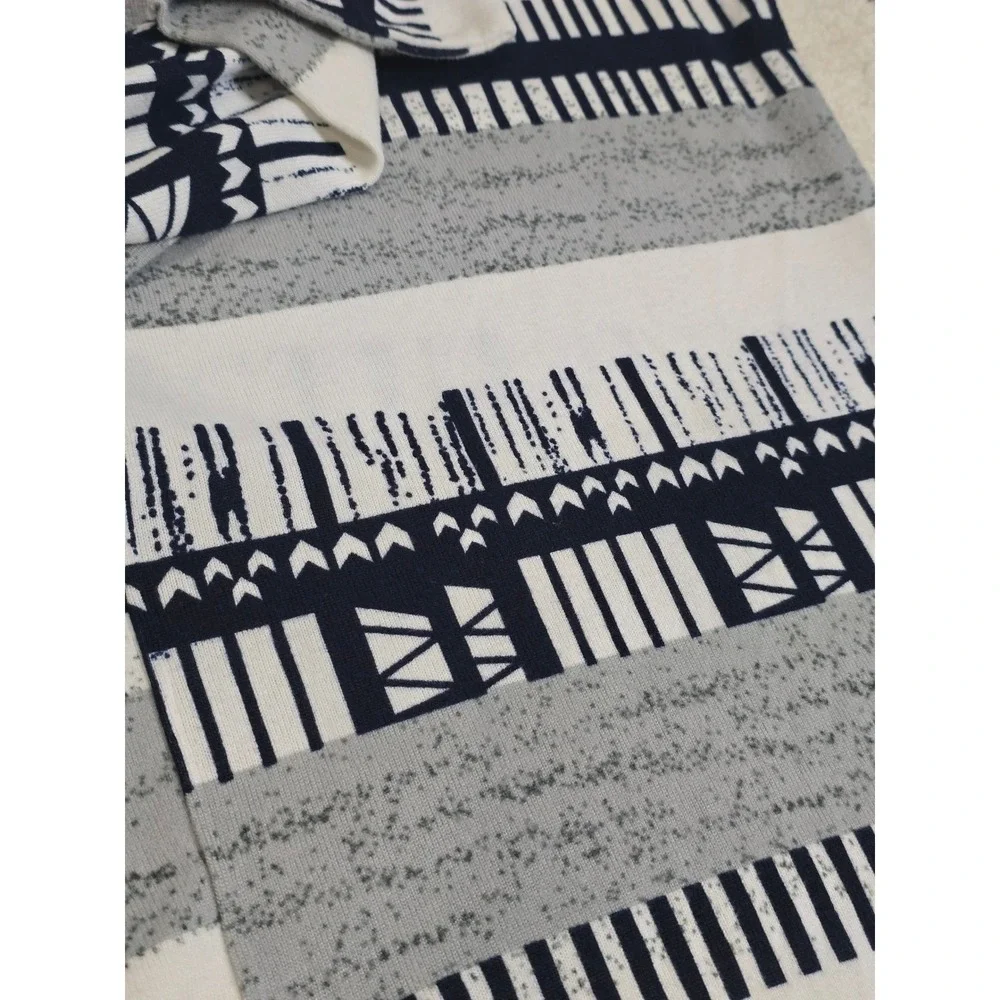 Womens Size XL Open Front Geometric Print Cardigan Navy‎ & Cream Soft